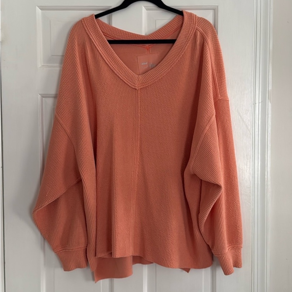 Aerie V-Neck Sweater in Coral